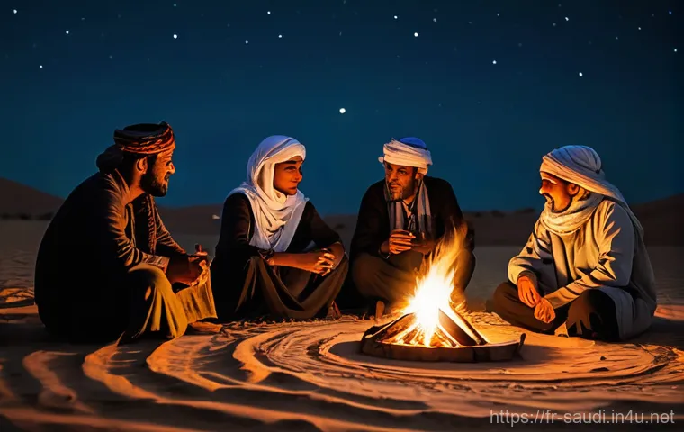 사우디아라비아의 사막 투어  루브 알칼리 낙타 사파리 - **Desert Dawn's Embrace:** A stunning panoramic wide shot of the Rub' al Khali desert at sunrise. To...