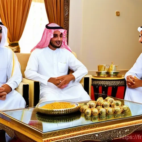 사우디아라비아에서의 비즈니스 계약 체결 절차 - **Prompt 1: The Art of Saudi Hospitality in Business**
    "An elegantly composed scene depicting th...