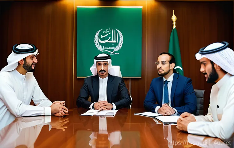 사우디아라비아에서의 비즈니스 계약 체결 절차 - **Prompt 1: The Art of Saudi Hospitality in Business**
    "An elegantly composed scene depicting th...